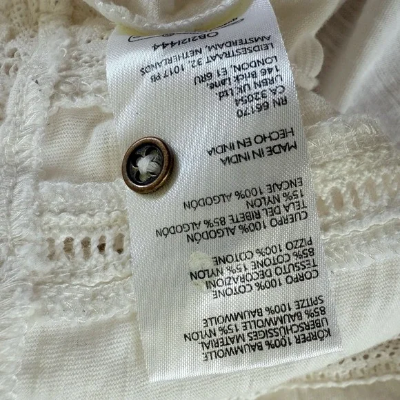 Anthropologie Pilcro White Lace Boxy Top Women M Boho Cottagecore Cotton $98 - Picture 9 of 10